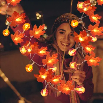 1.5 m şükran akçaağaç yaprağı kabak ışık dize hayalet festivali lamba malzemeleri mutlu cadılar bayramı partisi şükran günü dekor