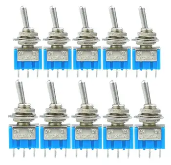 10 adet / grup Mavi Mini MTS-102 3-Pin SPDT ON-ON 6A 125VAC Minyatür Geçiş Anahtarları