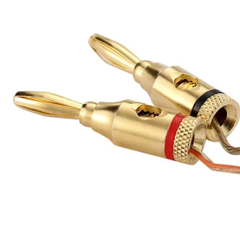 2/6/12 Adet altın kaplama kablo 4mm muz fiş ses hoparlör konektörü altın kaplama müzik hoparlörü kablo pin konektörü
