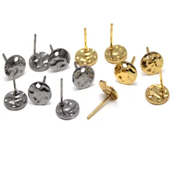 20 adet Cerrahi Paslanmaz Çelik Altın Küpe Çıtçıt Takı Yapımı için Kulak Direkleri Delikli Konnektör DIY Küpe Bulguları Malzemeleri