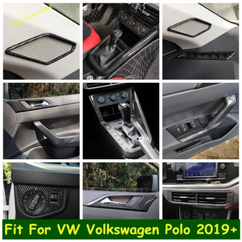 Aksesuarları Dişli Kutusu Kapı Kolu Kase Vites Hava AC çıkışı Kapak Trim VW Volkswagen Polo 2019 - 2022 İçin Karbon Fiber Bak