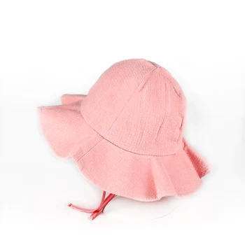 Bebek Kız Erkek Yaz Pamuk Açık Kova Şapka Çocuk Pembe Ayarlanabilir Güneş Plaj Kap Güzel Dantel Prenses Kız Ağız güneş şapkaları