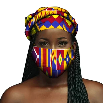BİNTAREALWAX Afrika Ankara Baskı Bandana Başkanı Wrap Kadınlar için ve Baskı Maskesi 2 Adet El Yapımı Balmumu Pamuk Malzeme WYB417