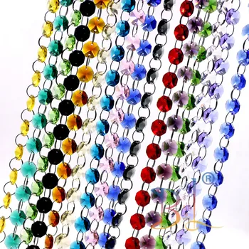 Camal 1 m/3.3 ft Renkli Kristal 14mm Sekizgen Boncuk Dize Tellerinin Garland avize lamba Perde Doğum Günü Düğün Parti Parçaları