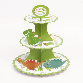 Dinozor Cupcake Standı Kek Sarmalayıcıları Çocuklar Doğum Günü Partisi Malzemeleri Tatlılar Tatlı Masa Süslemeleri Şeker Tutucu Kağıt