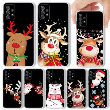 Noel Elk Kar Santa Karikatür Telefon Kılıfı İçin Samsung Galaxy M12 M21 M30S M31 M32 M51 M52 Not 8 9 10 20 J4 J6 Artı J8 Yumuşak Si