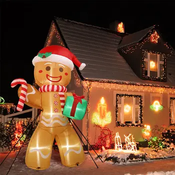 OurWarm 2023 Yeni Noel Şişme 8ft Zencefilli Kurabiye Adam LED ışıkları ile su Geçirmez kapalı Açık Açık Bahçe Süslemeleri