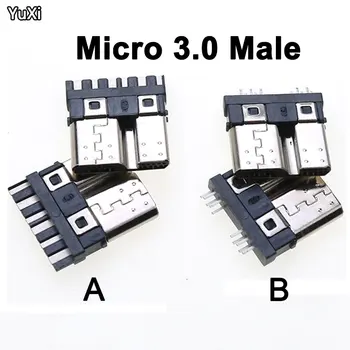YUXİ 1 Adet mikro usb 3.0 Erkek Konnektör B Tipi YÜKSEK hızlı Veri İletimi kaynak teli Erkek Tak 10Pin Lehimleme USB Jakı