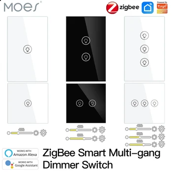 ZigBee Çok gang Akıllı İşık Dimmer Anahtarı Bağımsız Kontrol Akıllı Tuya APP Kontrolü Alexa Google Ev ile Çalışır 1/2/3 Gang